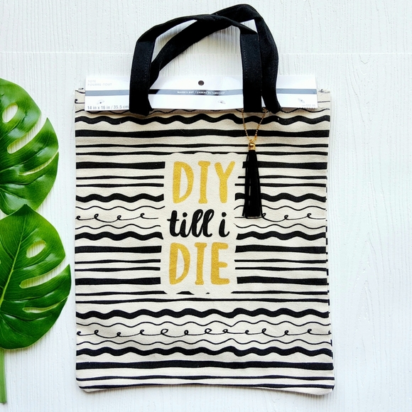 Maker's Gift DIY Till I Die Reusable Tote Bag with Black Tassel NWT! - Picture 1 of 5